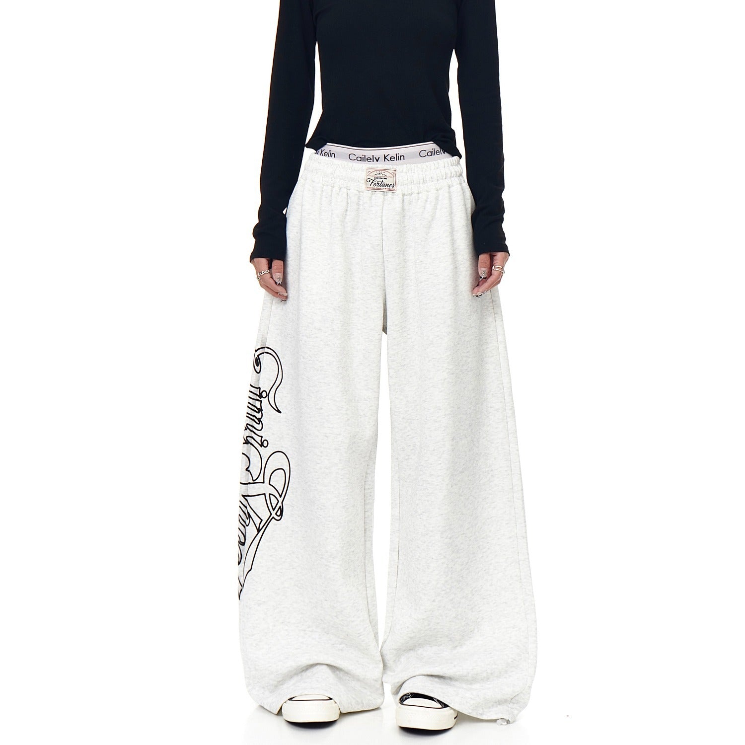 Womens Straight-Leg Sweatpants With Retro American-Style Letter Print